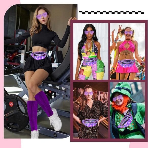 Holographic Crossbody Fanny Pack with 3 Pockets & Heart Shades - Fashionable Duo - Picture 4 of 7